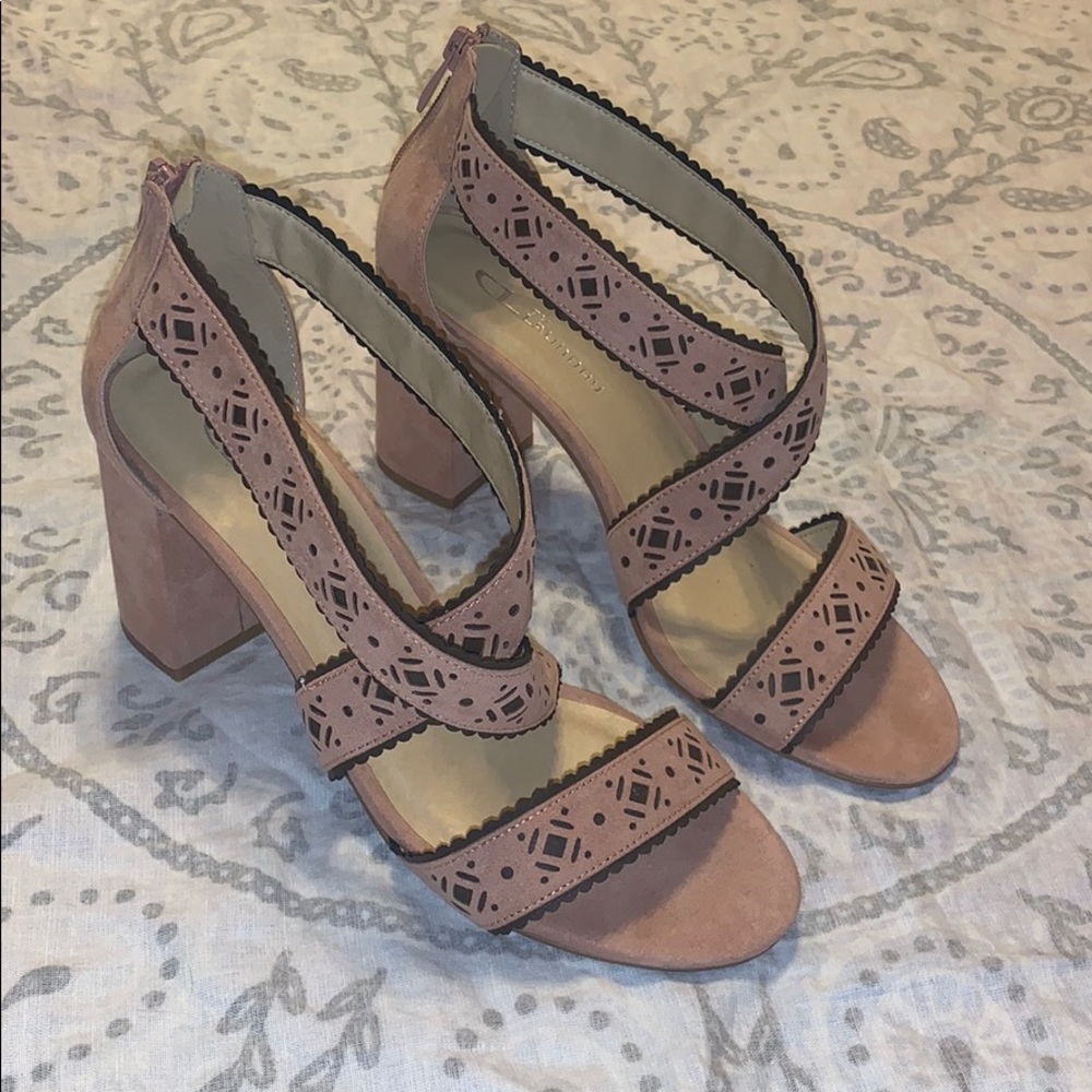 CL by Laundry Blush Pink Suede Heels Sz 10 - Picture 1 of 6